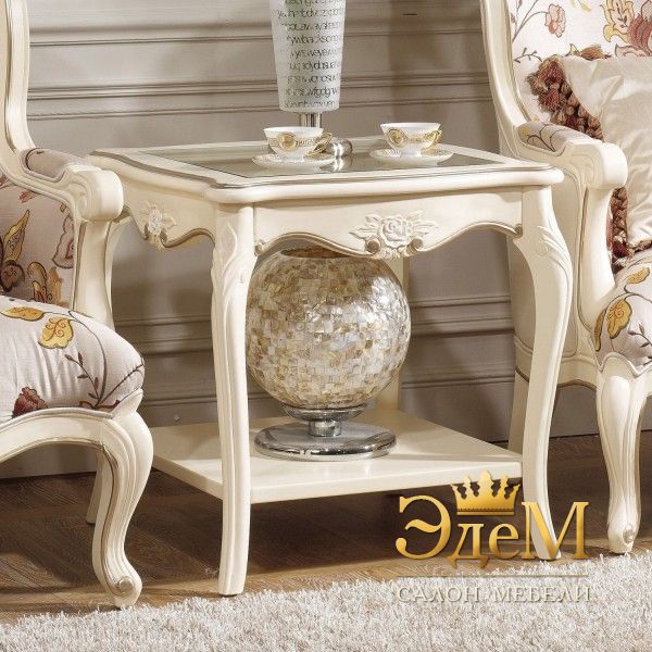 Aurora Стол кофейный квадратный со стеклом, 650x650x660