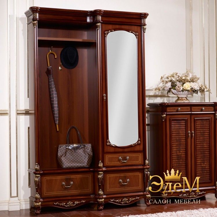 Afina орех с золотом Прихожая со шкафом, 1415х420х2240