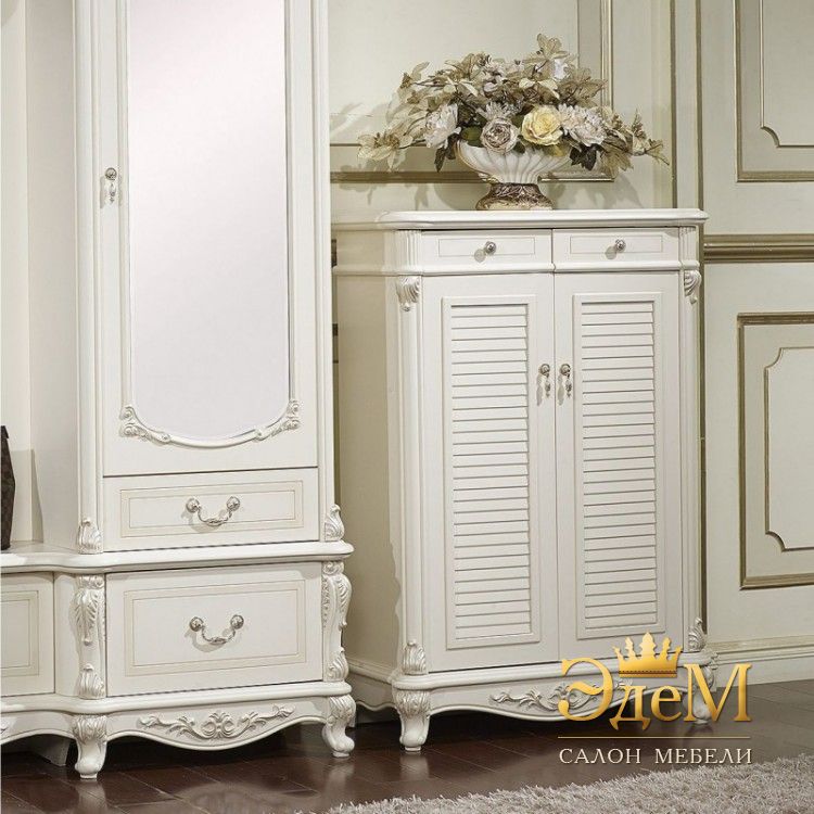 Afina бел с жемчугом Обувница 2-дверная 0,85 м, 850х410х1210