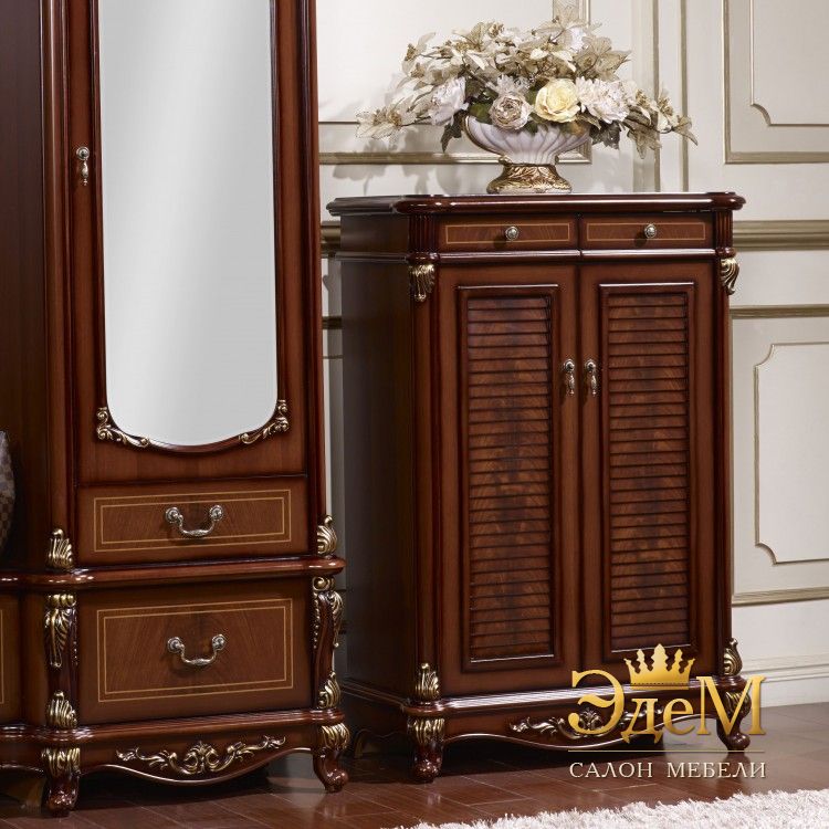 Afina орех с золотом Обувница 2-дверная 0,85 м, 850х410х1210