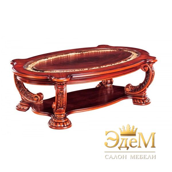 Aleksandria Стол журнальный овальный В со стеклом (1420х840х435)