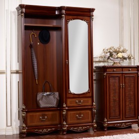 Afina орех с золотом Прихожая со шкафом, 1415х420х2240