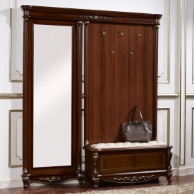 Afina орех с золотом Прихожая с сидением, орех, 1965х420х2200